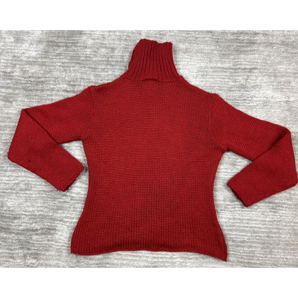 It's Our Time Sweater Womens L Red Turtleneck Chunky Knit Vintage USA Made